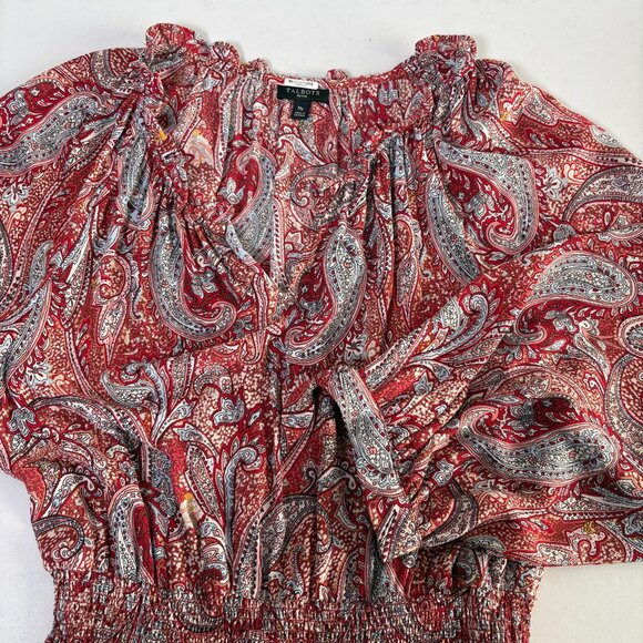 Talbots Midi Smocked Fit & Flare Dress Petite M MP Paisley 3/4 Tie Sleeve Boho - Picture 9 of 12
